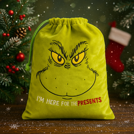 Grinch Christmas Stocking– Christmas Santa Sack - Large Festive Gift Bag 70x50cm