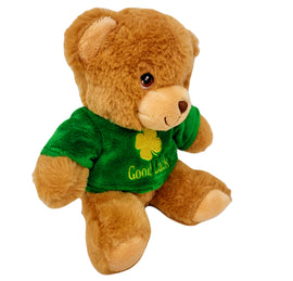 Good Luck Teddy Bear - Lucky Four Leaf Clover Charm - Keeleco Special Occassions 100% Recycled - 0
