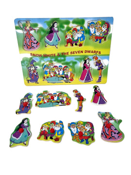 Wooden Puzzle Set of 3 Basic EASY Puzzles Snow White, Princess and Trains - 0