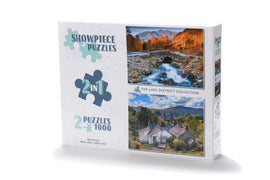 The Lakes Jigsaw Puzzle and - Autumn at Ashness Bridge and Grasmere Cottage 2 x 1000 Piece Collection (Lake District)
