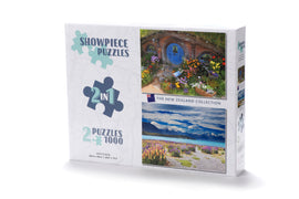 New Zealand - Lake Tekapo, Southern Alps and Hobbiton movie set  2 x 1000 Piece Collection - 0