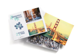 San Francisco Jigsaw Puzzle - Cable Cars and Golden Gate Bridge 2 x 1000 Piece Collection - 0