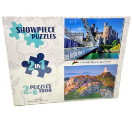Wales - Conwy Castle in North Wales and Twr Mawr Lighthouse, Anglesey 2 x 1000 Piece Jigsaw Collection