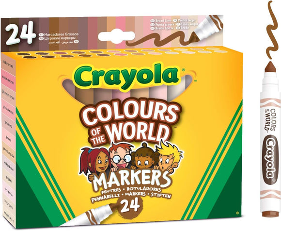 Crayola Colours of the World Washable Maxi Tip Markers – 24 Pack