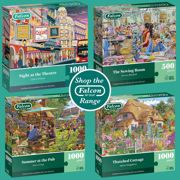 Falcon Night at the Theatre - 1000 Piece Jigsaw Puzzle for Adults | 1000 Pc Adult Jigsaws - Nostalgic, Charming Large Puzzles - Cosy Rainy Day Activity, Christmas & Birthday Gift - 68 x 49 cm