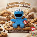  Cookie Monster plush toy with blue fur and large white eyes
