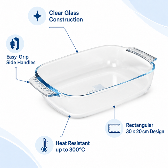 Pyrex Borosilicate Glass Rectangular Roaster – 30 x 20cm
