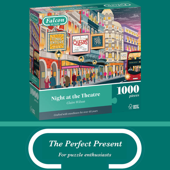 Falcon Night at the Theatre - 1000 Piece Jigsaw Puzzle for Adults | 1000 Pc Adult Jigsaws - Nostalgic, Charming Large Puzzles - Cosy Rainy Day Activity, Christmas & Birthday Gift - 68 x 49 cm