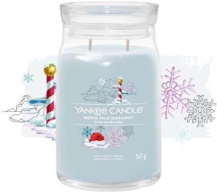  White cylindrical Yankee Candle garden candle North Pole Hideaway

