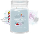 White cylindrical Yankee Candle garden candle North Pole Hideaway
