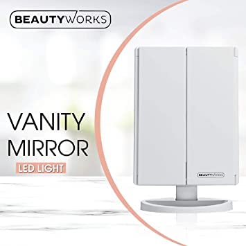 Beautyworks LED Backlit Vanity Mirror, 36 LED Lighting, 1X/2X/3X Magnification