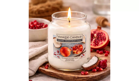  Pomegranate Coconut scented candle with up to 60hours burn time
