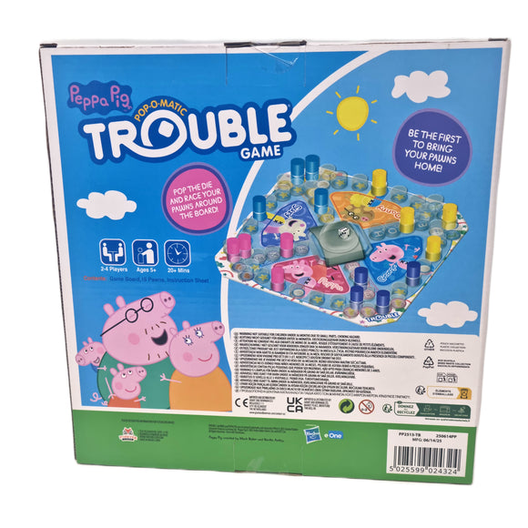 Peppa Pig Pop-O-Matic Trouble Board Game, Ages 5+, 2-4 Players, Family Game