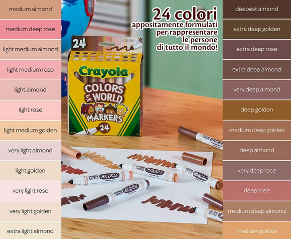 Crayola Colours of the World Washable Maxi Tip Markers – 24 Pack