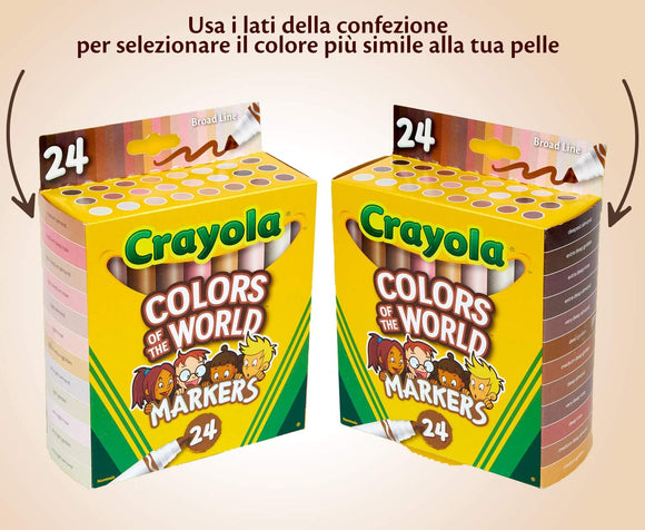 Crayola Colours of the World Washable Maxi Tip Markers – 24 Pack