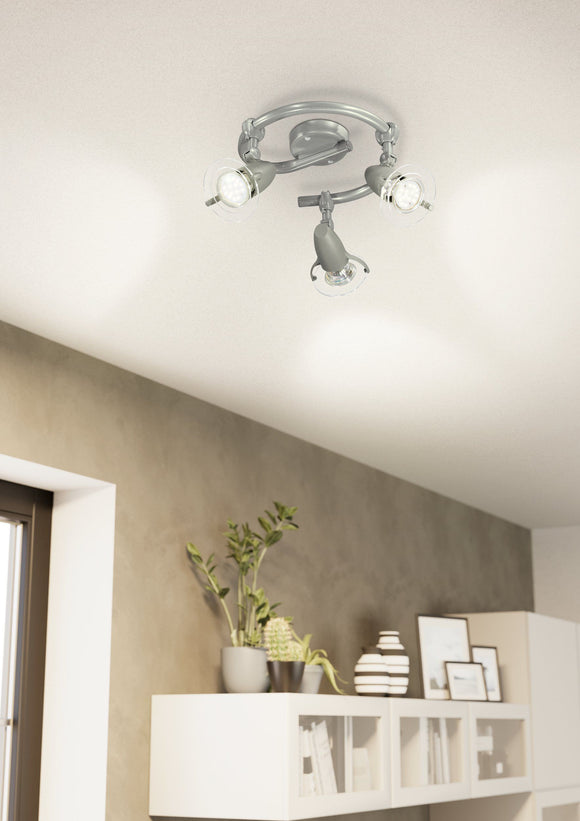 EGLO 3 bulb Spotlight - GU10-LED - Silver - Bulbs Included