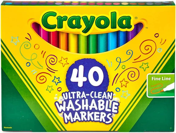  40 assorted colour Crayola Fine Line markers for school supplies
