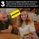 Ridley's Think Fast trivia game with sand timer for timed rounds
