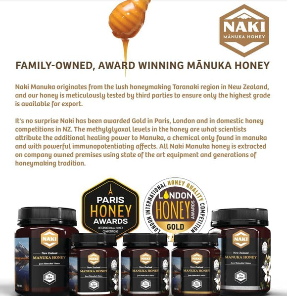 NAKI Manuka Honey Certified 100% New Zealand Honey UMF 25+ | MGO 1200 | 250 grams