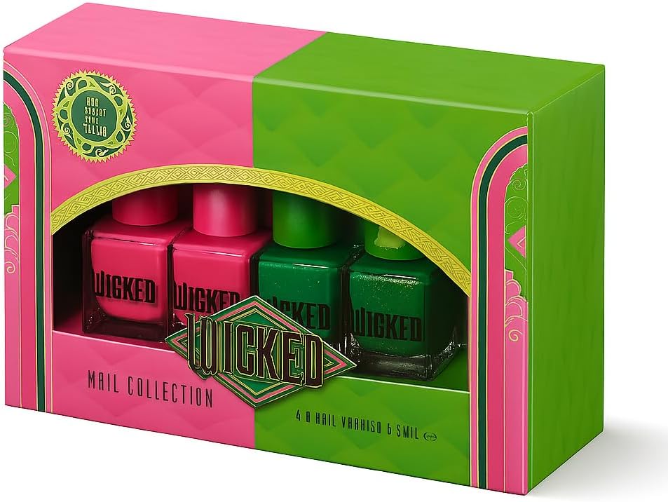 Wicked Nail Polish Collection Gift Set 4 Colours 2 Pink 2 Green Glossy Finish - 0