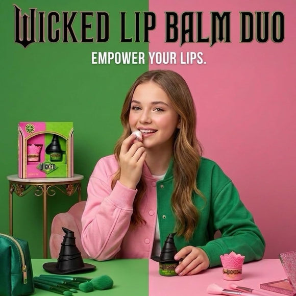 Official Wicked Lip Balm Duo - Two Character Shaped Lip Care Tins Glinda the Good & Elphaba