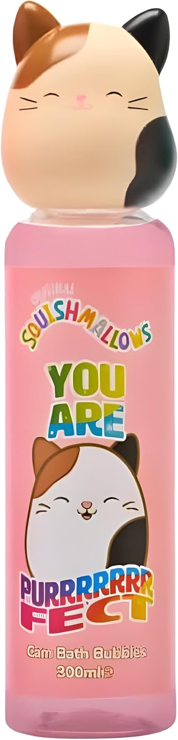 Squishmallows Kids Bubble Bath 3-Pack – 300ml Each – Foxy Fruity, Cam Purrfect, Winston Feelin’ Mallow – Fun Collectible Character Bottles with Squishy Tops