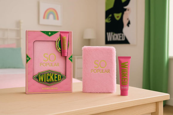 Wicked “So Popular” Gift Set – Pink Furry Notebook & Hand Balm