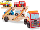 Melissa & Doug Wooden Emergency Vehicle Carrier, Magnetic Wooden Cars & Truck Toy-1