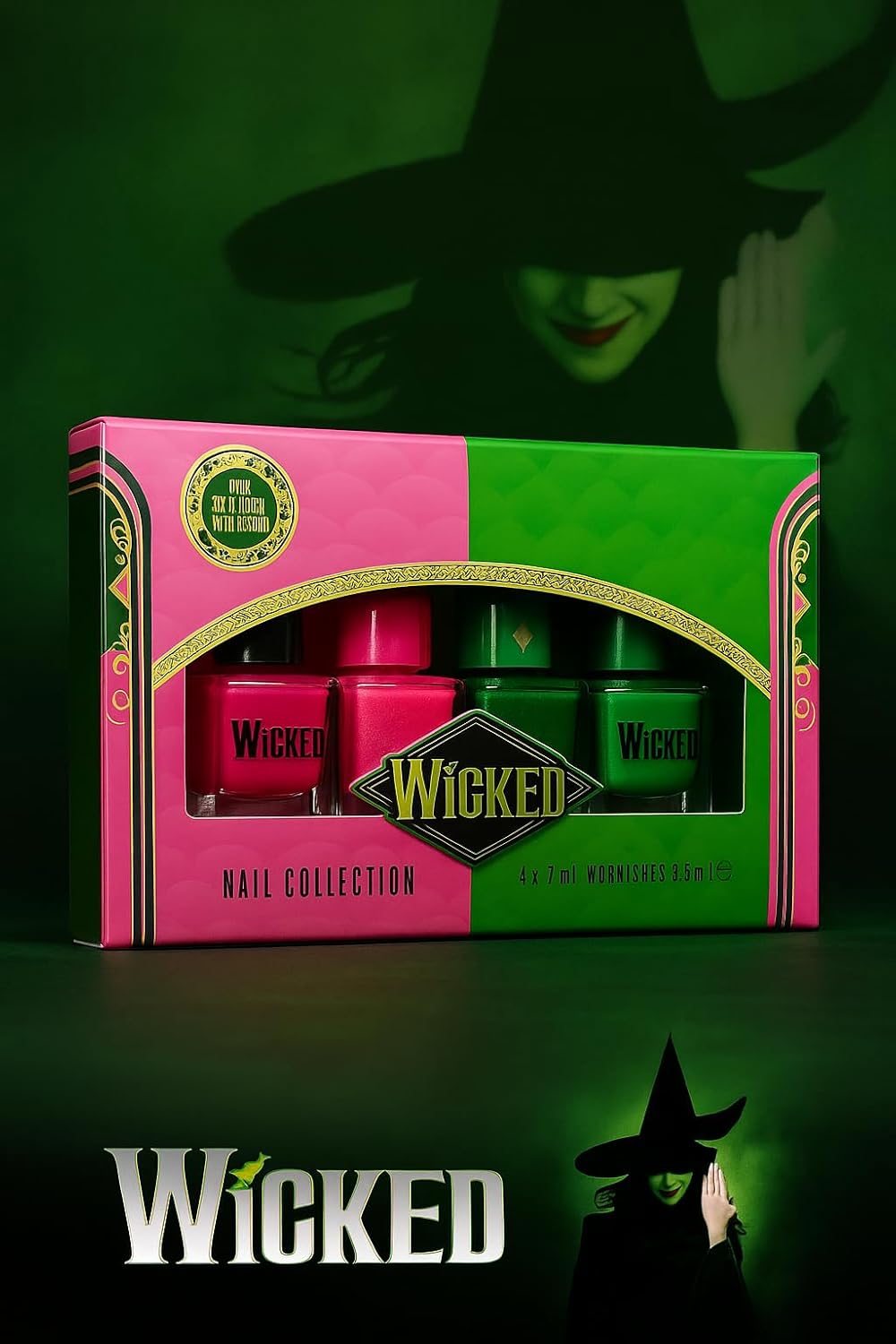 Wicked Nail Polish Collection Gift Set 4 Colours 2 Pink 2 Green Glossy Finish