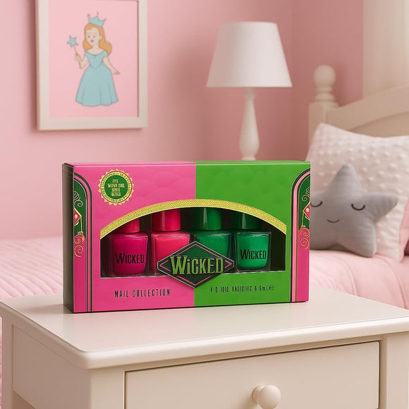Wicked Nail Polish Collection Gift Set 4 Colours 2 Pink 2 Green Glossy Finish