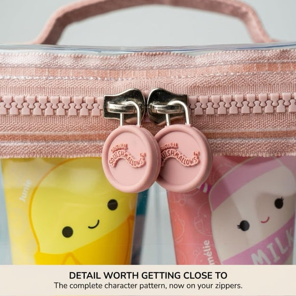 Squishmallows shower gel gift set with clear cosmetic travel bag