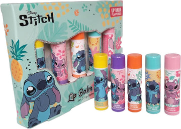 Disney Stitch Lip Balm Set  Set of 5 Fruity Flavoured Lip Balms