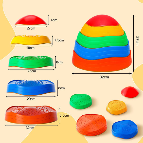 Kids Balance Stepping Stones Set (5-Pc) - Sensory Motor Skills & Coordination Toy