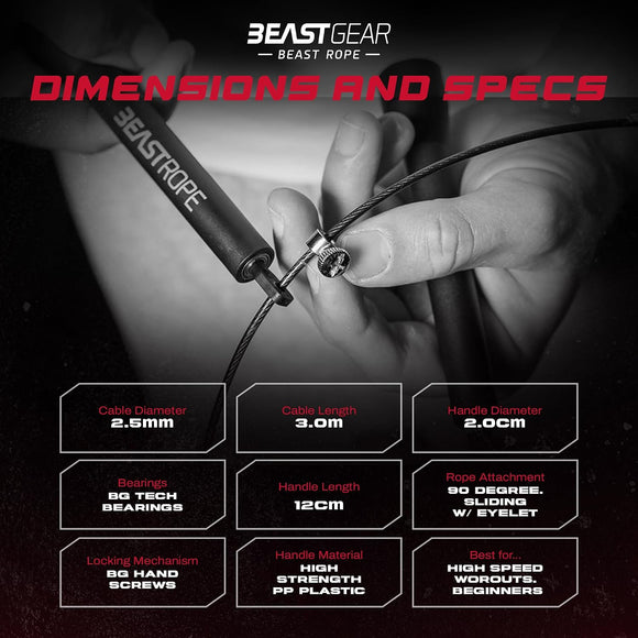 Beast Gear Skipping Rope, Steel Speed Fitness Jump Ropes