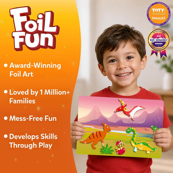 Skillmatics Foil Fun - Dinosaurs, No Mess Art for Kids, Craft Kits & Supplies