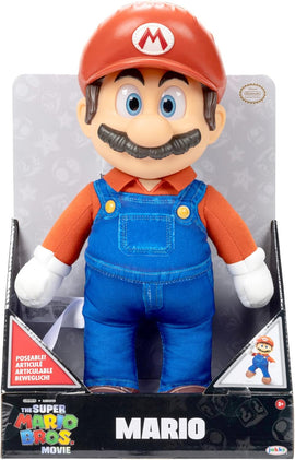 THE SUPER MARIO BROS. MOVIE Poseable Mario Plush, Stands 14’ / 35cm Tall, Realistic Eyes and Fully-Articulated - 0