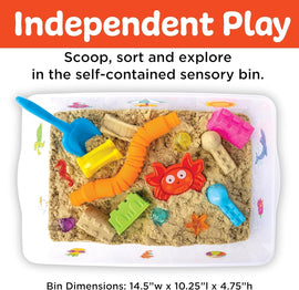 Creativity for Kids Sensory Beach Bin - Sandbox Toys for Kids & Toddlers, Indoor Alternative with Kinetic Sand, Molds, Shovel & Accessories for Imaginative Play - 0
