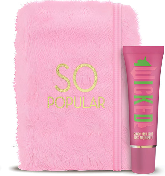 Wicked “So Popular” Gift Set – Pink Furry Notebook & Hand Balm