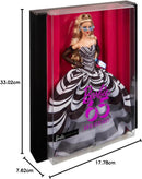 Barbie Signature Doll, 65th Anniversary Collectible with Blonde Hair, Black and White Gown, Sapphire Gem Earrings and Sunglasses, HRM58-6
