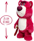  Lotso plush toy with stitched eyes and grumpy facial expression
