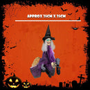 36" Animated Kicking Witch on Broomstick – Halloween Decoration with Batteries Included-10