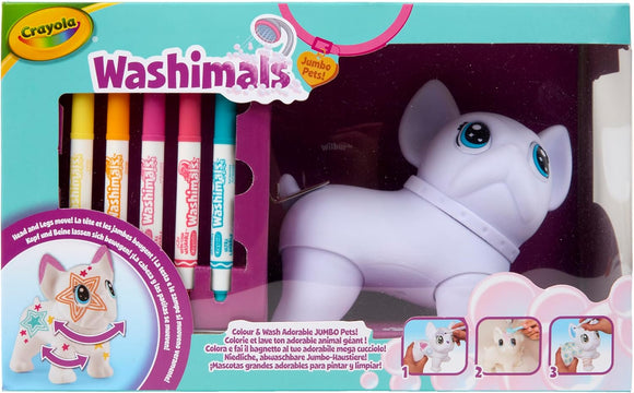 CRAYOLA Washimals Posable Jumbo Pet | Colour Your Own Washimal Pets Again and Again | Includes 6-inch Jumbo pet and 5 Washable Markers | Ages 3+
