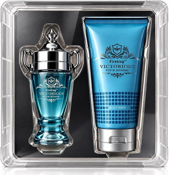  Firetrap Victorious Pour Homme men's grooming gift set in blue packaging
