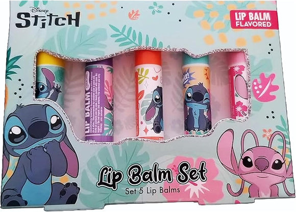 Disney Stitch Lip Balm Set  Set of 5 Fruity Flavoured Lip Balms