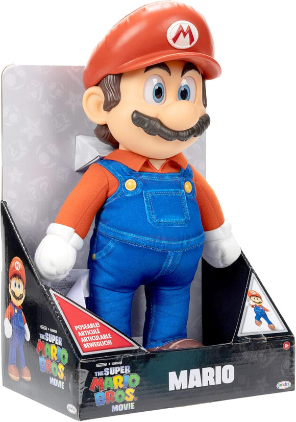 THE SUPER MARIO BROS. MOVIE Poseable Mario Plush, Stands 14’ / 35cm Tall, Realistic Eyes and Fully-Articulated