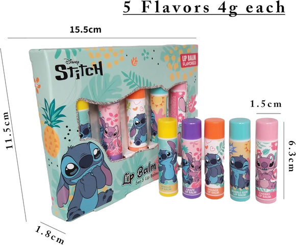 Disney Stitch Lip Balm Set  Set of 5 Fruity Flavoured Lip Balms