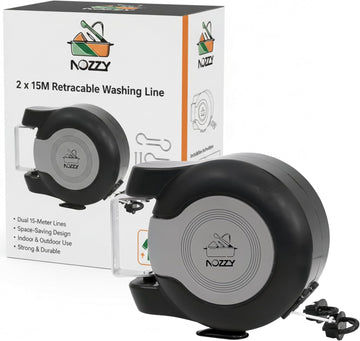 Nozzy dual 15 metre retractable wall mounted washing line