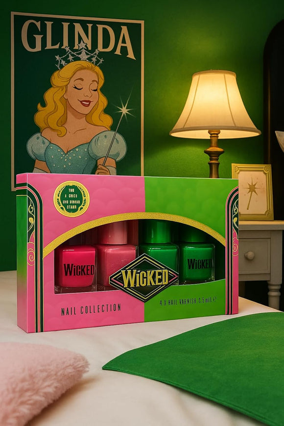 Wicked Nail Polish Collection Gift Set 4 Colours 2 Pink 2 Green Glossy Finish