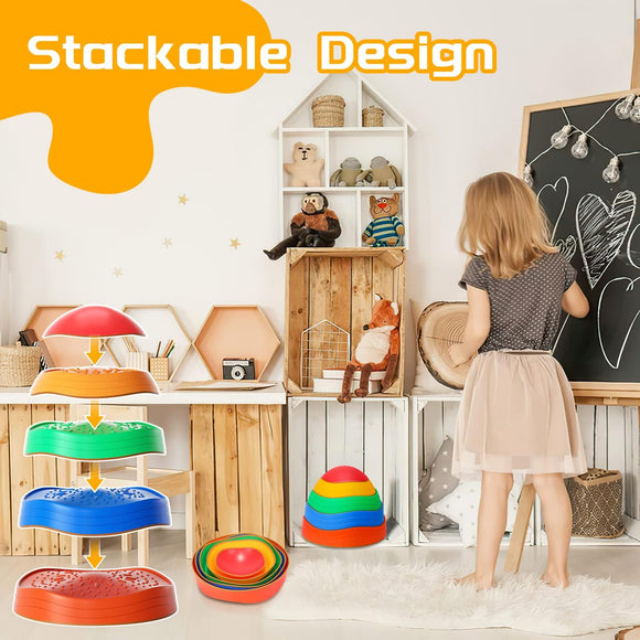 Kids Balance Stepping Stones Set (5-Pc) - Sensory Motor Skills & Coordination Toy