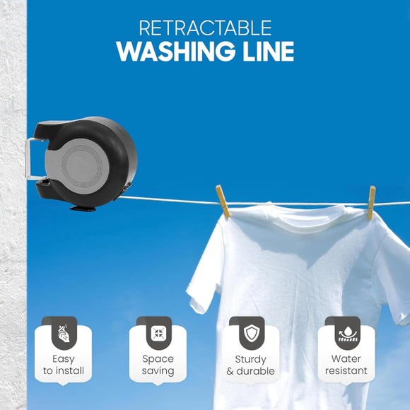 Retractable Washing Line, Dual 15-Meter Lines